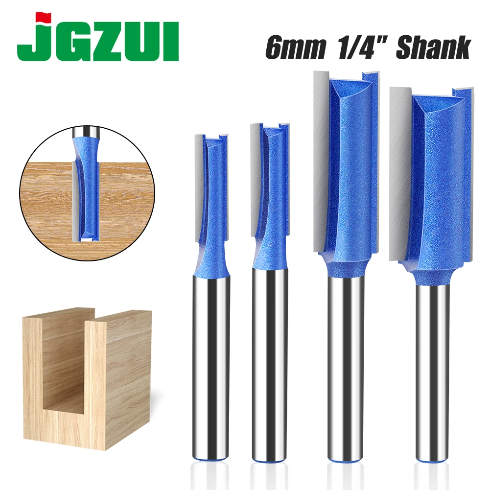 6mm 1/4in Shank Straight Bit Tungsten Carbide Double Flute Milling Cutter Flush Trim Router Bit Woodworking Tools