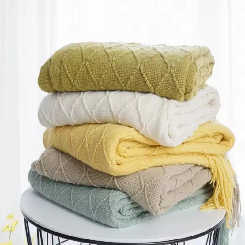 Oversized Fluffy Soft Knitted Blanket for Double Bed Four Seasons Sofa Knee Nap Wedding Gift Home Decor Bedding Blanket