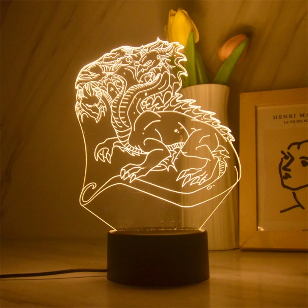 Dragão chinês 3D Night Light, Ilusão Lâmpadas, 16 Mudando a Cor, USB Table Lamp, Room Decor, LED Nightlight, Aniversário, Festival Presentes