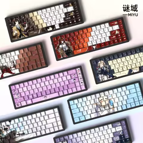 Aesthetic Side-Engraved Backlit Keycaps 129 Keys PBT Dye-Sublimation Anime Theme, Custom Mechanical Keyboard Decor for Home Off