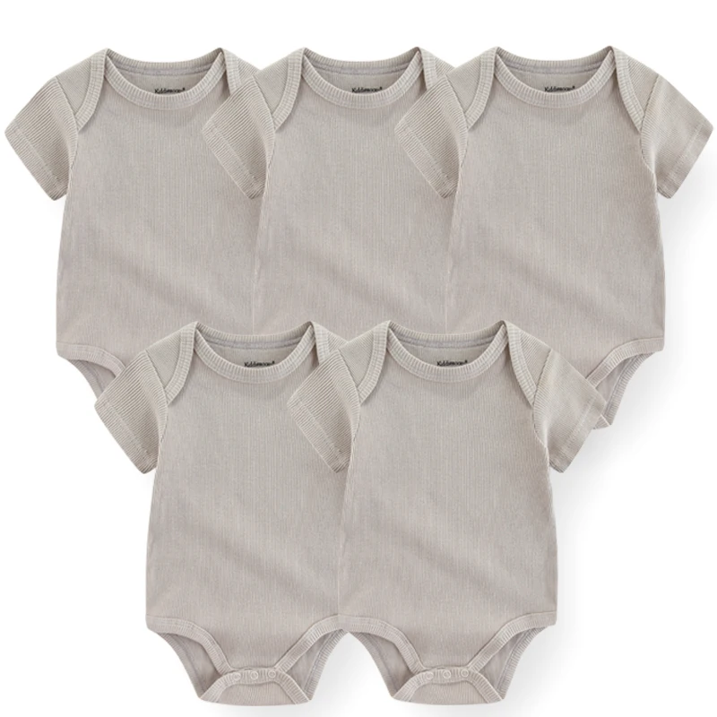 5Pcs/lots Solid Baby Bodysuits Overalls Baby Boy Clothes Short Sleeves Newborn Babies To 3 Months Kids Jumpsuits