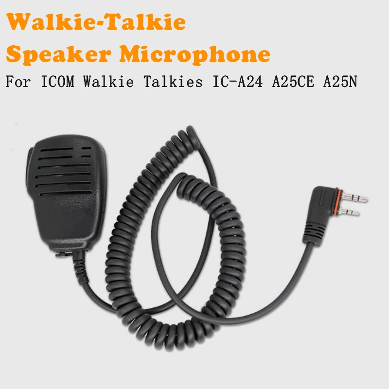 Walkie Talkie PTT Mic 2 Pin Plug Earphone For ICOM Walkie Talkie IC-A24 A25CE A25N A16 Radio Shoulder Microphone