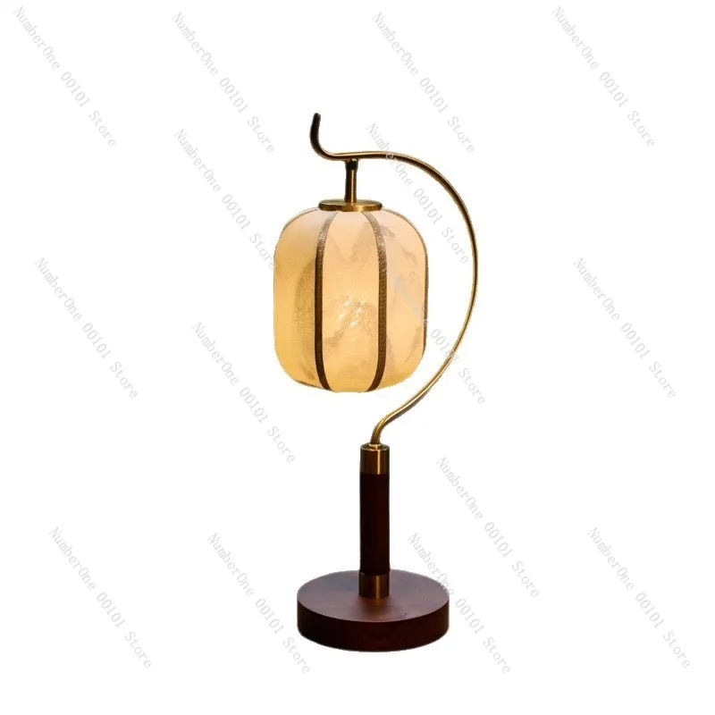 

2025 Song Dynasty Aesthetic Ash Wood Rechargeable Table Lamp, New Chinese Style Living Room and Bedroom Decorative Light