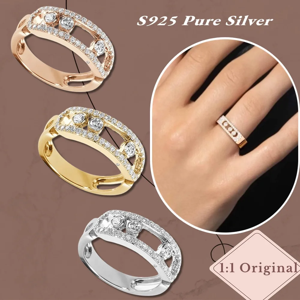 Elegant original MOVE CLASSIQUE PAVÉ Ring Sterling Silver 925 Ring Luxury woman Jewelry Accessories