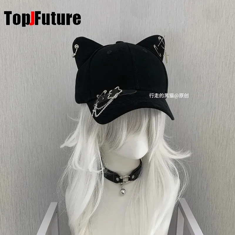 

Кошачьи уши, женский и мужской Harajuku, готическая Лолита, кожаный берет на пуговицах, шляпа Y2k, уличная одежда в стиле панк для девочек, аксессуары, кепки, кепка газетчика