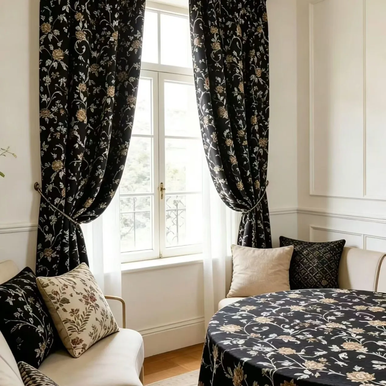 French Medieval Floral Curtains Rustic Retro Roses Bedroom Living Room Blackout Custom Size Luxury Window Chenille Fabric Modern