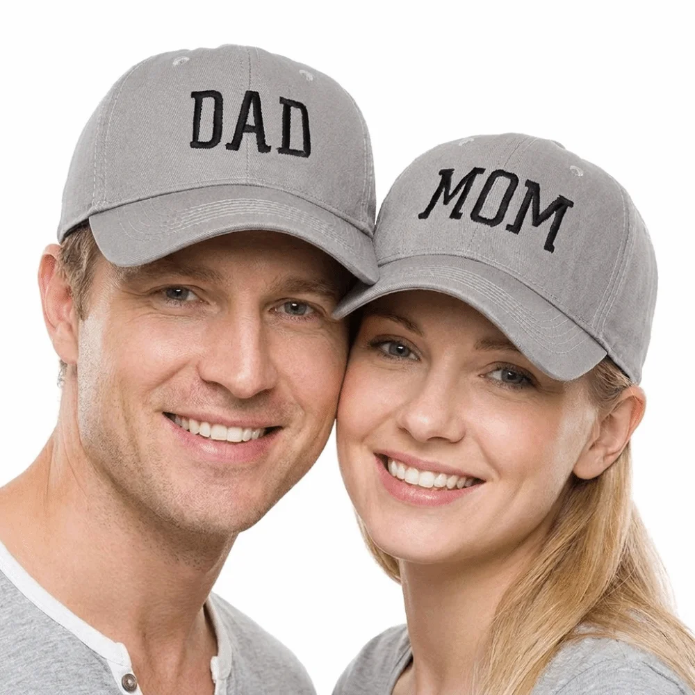 Fashion DAD MOM Love Printed Baseball Cap Washed Cotton Adjustable Couple Cap Sunscreen Hats For Man Women