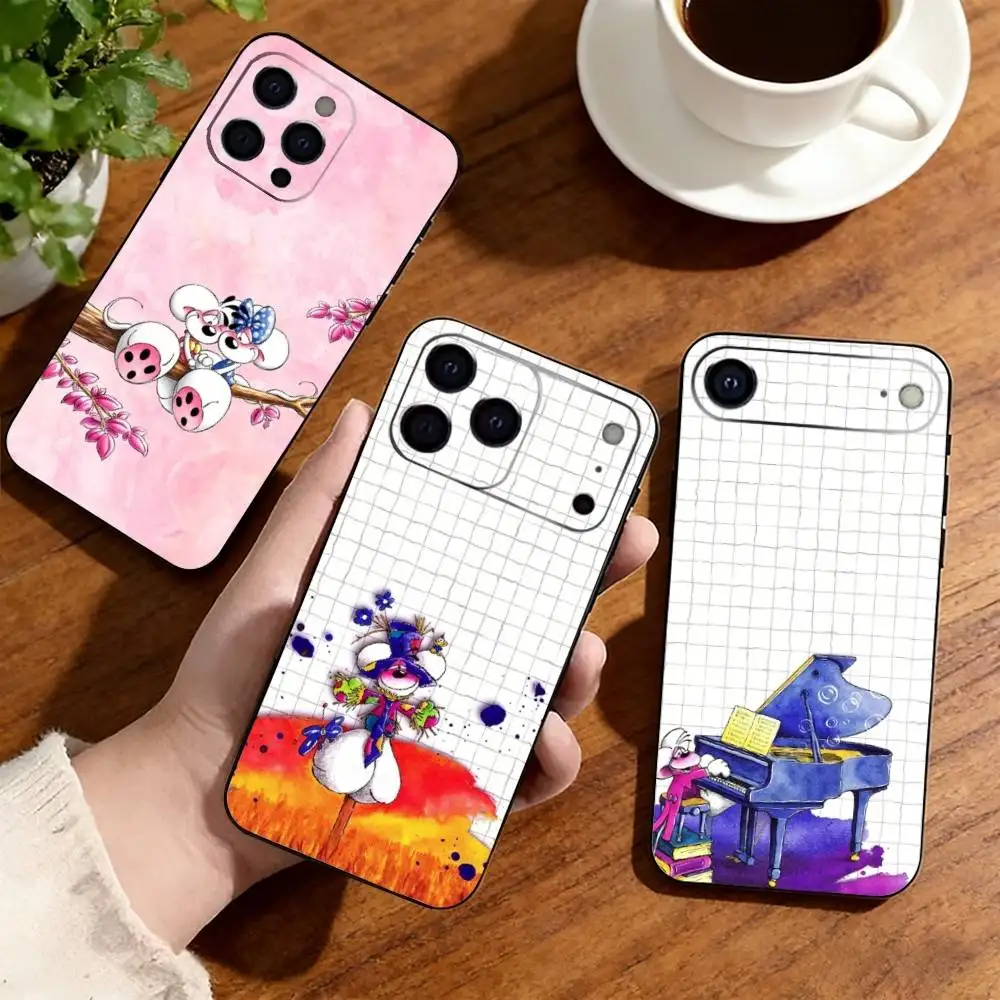 Cartoon D-Diddl   Phone Case For iPhone17,16,15,14,13,12,11 Plus,Pro Soft Silicone Black Cover