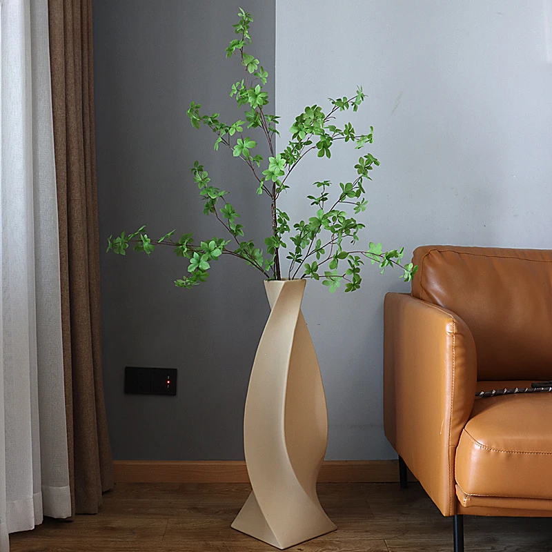 Floor to ceiling large vase, living room flower arrangement ornaments