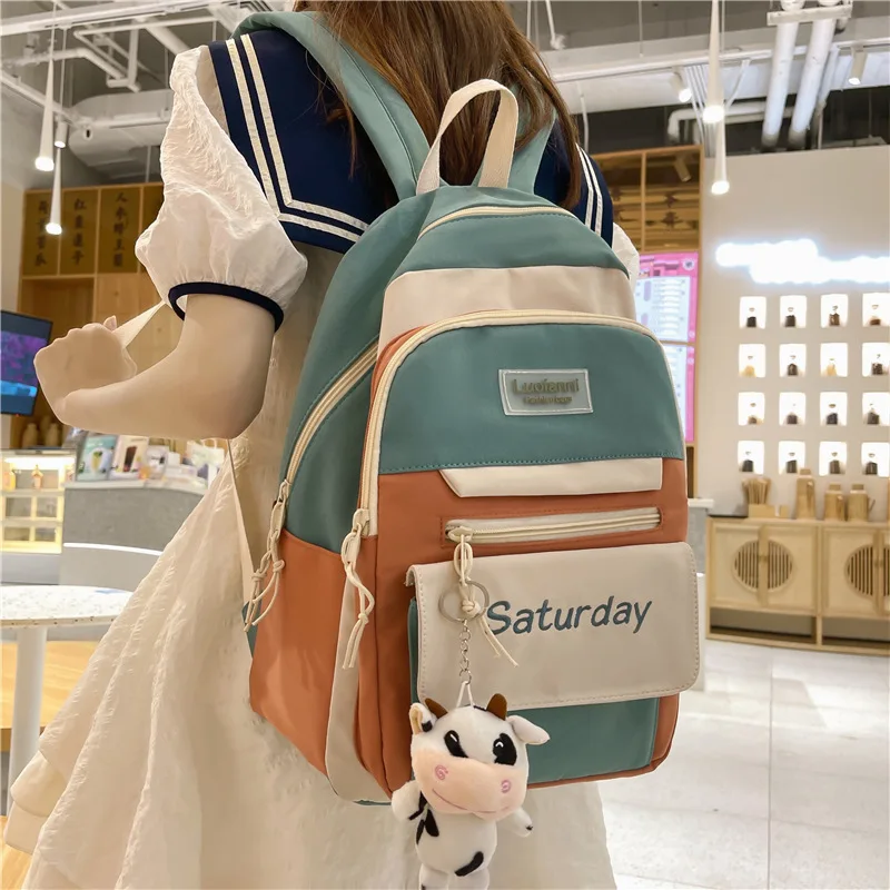 

Canvas Schoolbag Middle School Students High-quality Schoolbags New Fashion Large-capacity Backpack Mochilas Para Mujer