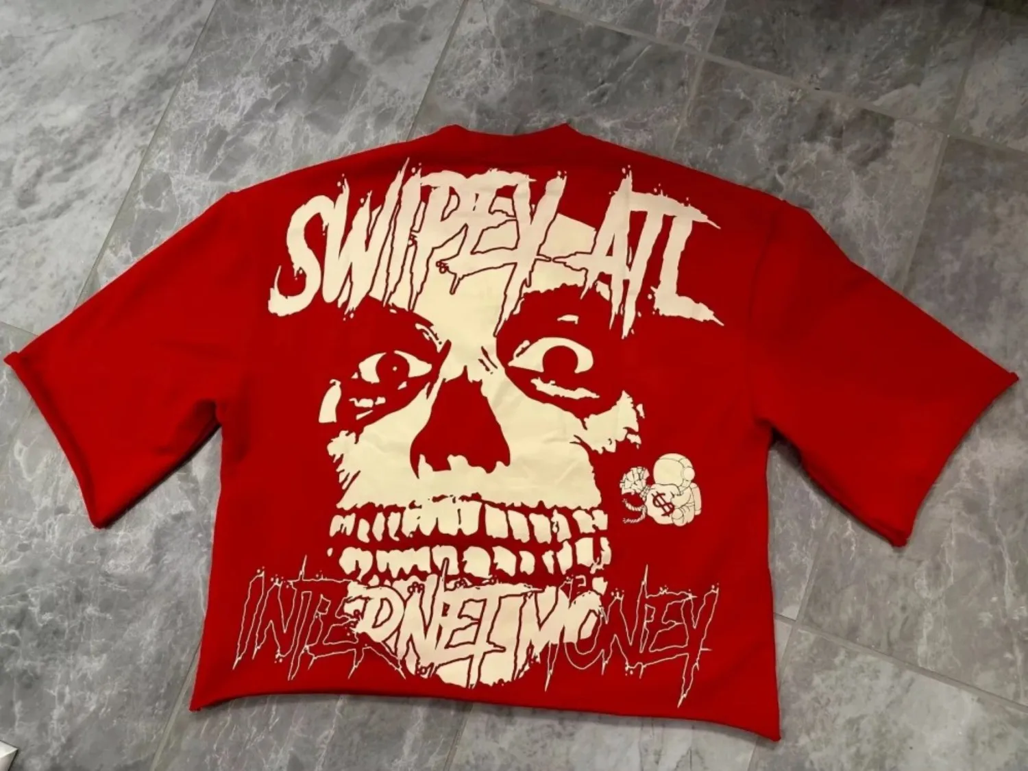 European and American men's summer horror skull letter print comfortable and breathable round neck T-shirt outdoor street top view 3