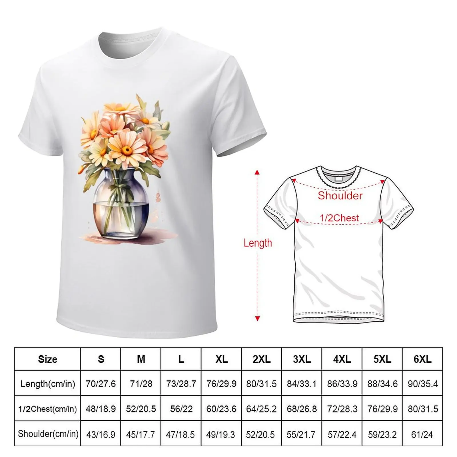 Watercolor A Daisy In A Vase T-Shirt sweat summer clothes shirts graphic tees anime sweat shirts, men