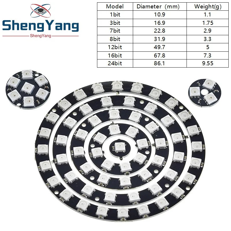 4 8 12 16 channel WS2812 WS2812B WS 2811 5050 RGB LED Lamp Panel Module 5V 1Bit 4Bit 8Bit 12Bit 16Bit 24Bit Rainbow LED Precise image 3