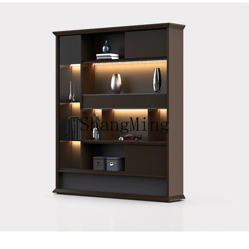 

FG light Luxury Modern File Background Cabinet with Light Belt Tea Boss Background Wall Cabinet