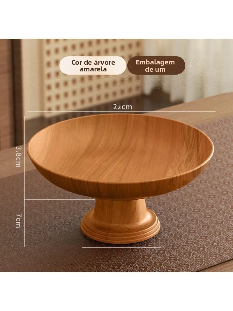 ヴィンテージスタイルフルーツトレイ玄関多機能収納リビングルームダイニングテーブル模擬木目高耐性フルーツプレート