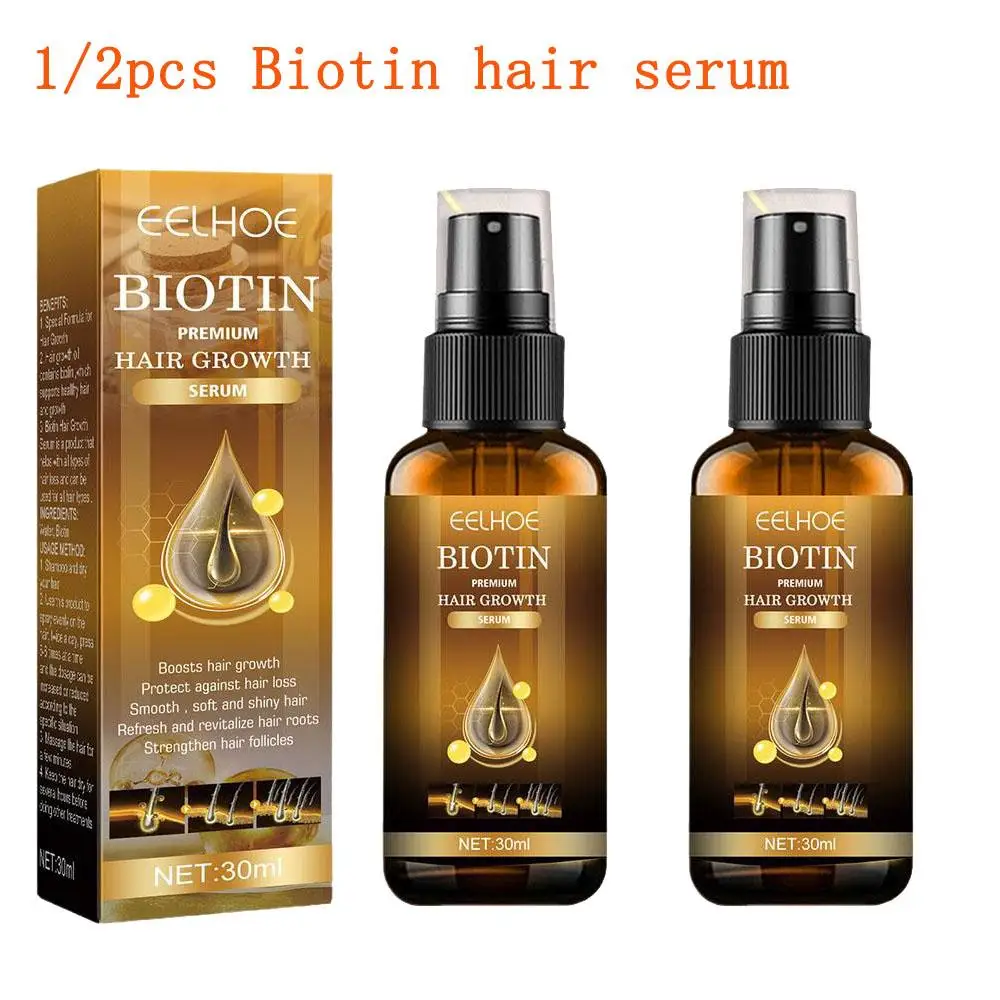 Biotin Serum Premium perawatan rambut, perawatan kulit kepala pelembut perawatan rambut minyak esensial Anti rambut rontok untuk pria wanita