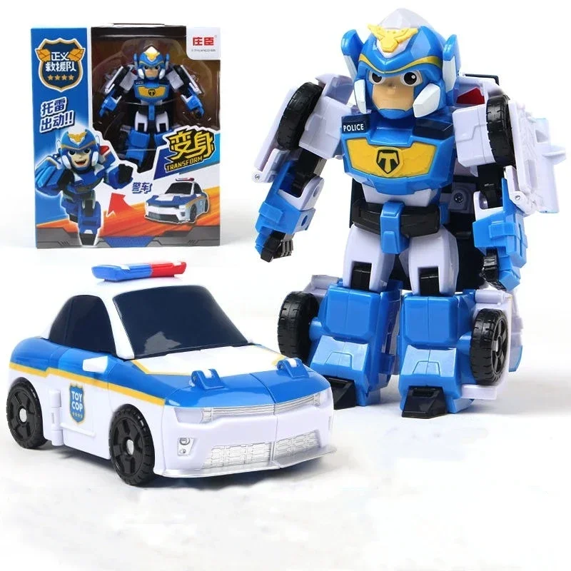 Toy Cop Transformation Auto Justice Rescue Team Car Transform Robot Mech Deformation Vehicle Action