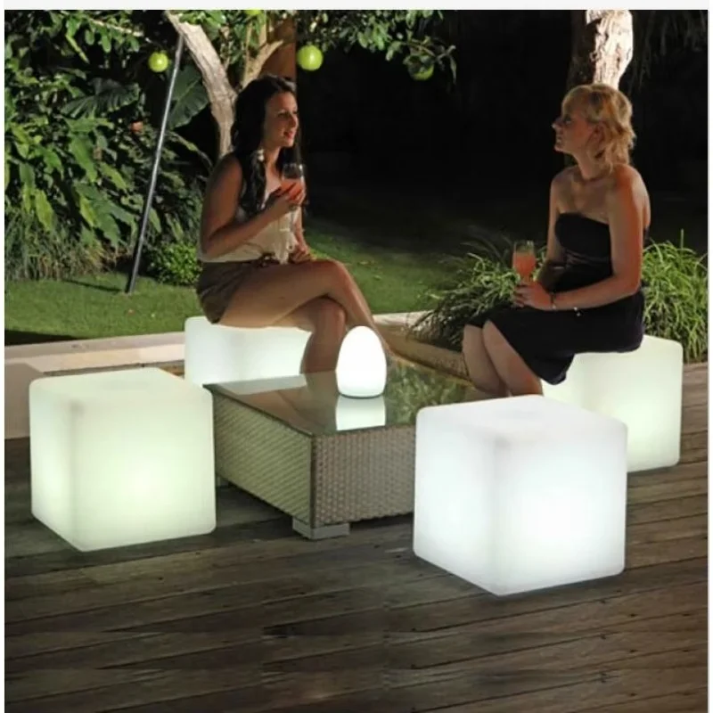Light Emitting Diode Cube Chair Stool Fashion Luminous Decorative Furniture Lighting Cube Outdoor Size 50 * 50cm