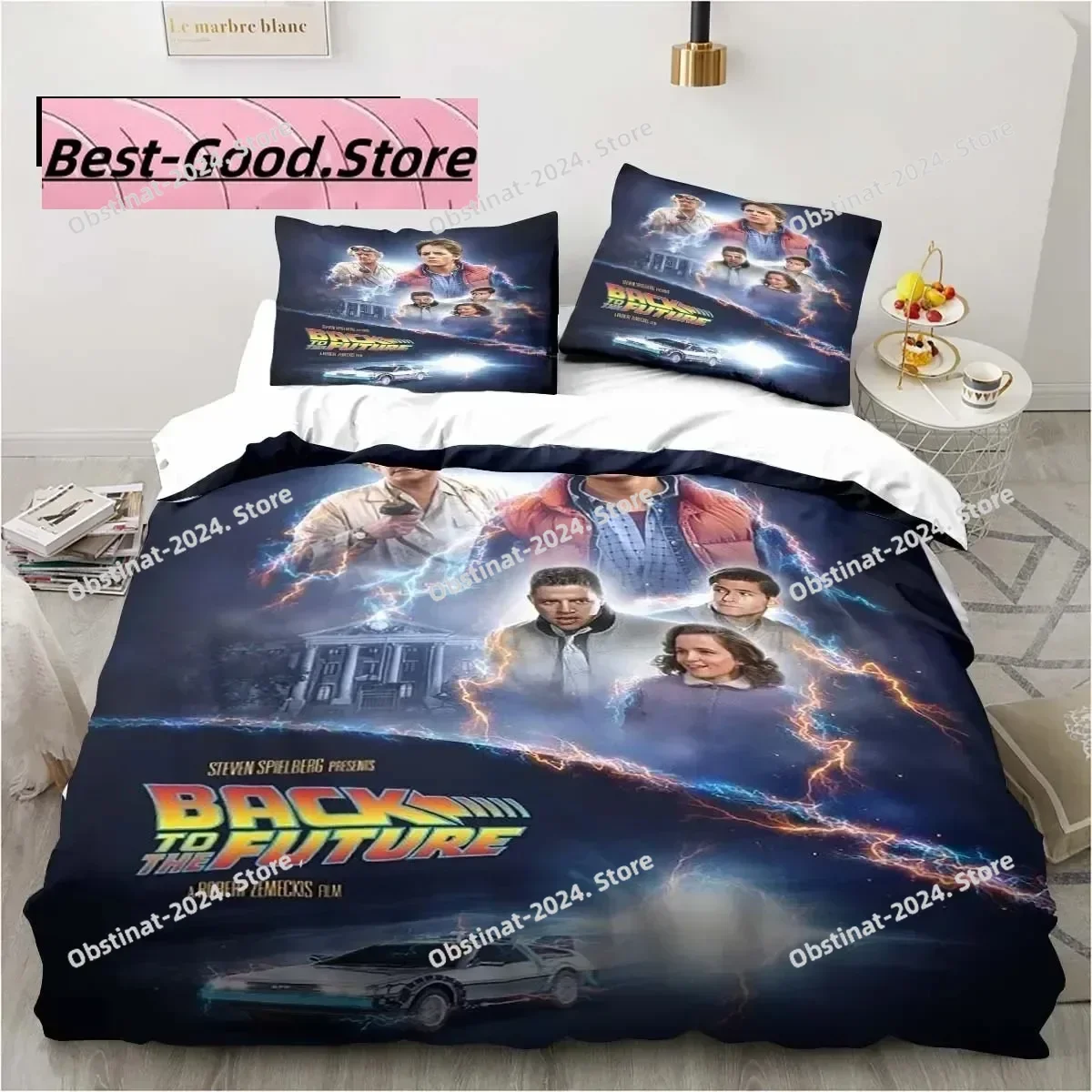 

Retro Back To The Future Bedding Set Printed Bed Set With Pillowcase Bed Duvet Cover Soft Single Double Queen Super King Size