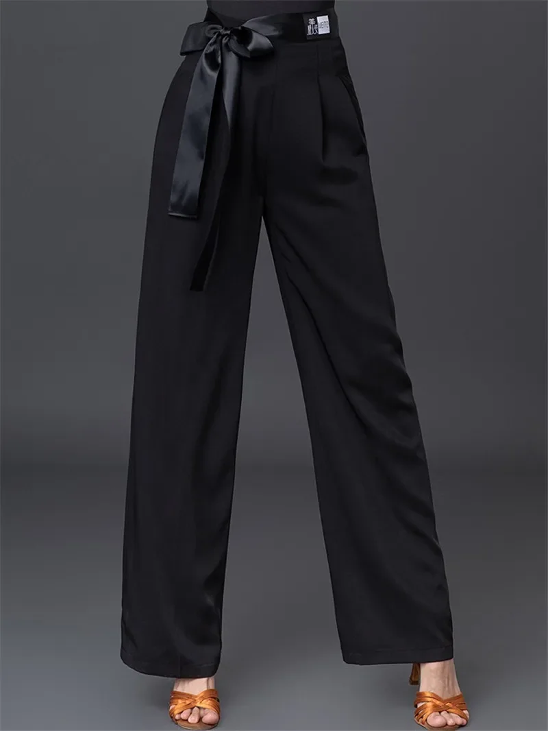 

Ballroom Dance Latin Dance Pants Women New Loose Wide-leg High Waist Black Dance Trousers Rumba Latin Trousers Practice Clothing