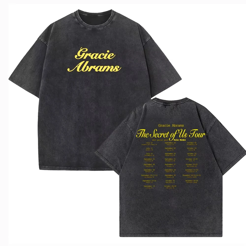 

Gracie Abrams The Secret of Us Tour 2024 Vintage Harajuku Summer Unisex O-Neck Short Sleeve Cotton T-Shirts