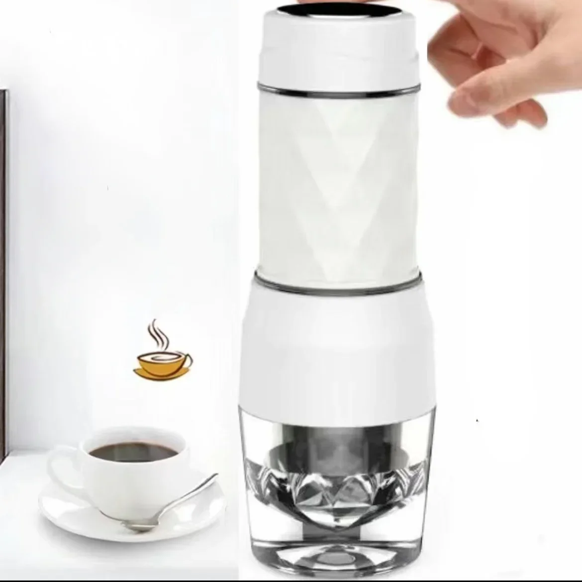 Hand press coffee machine with the Press Espresso Machine, Outdoor Accompanying Coffee Cup Pot, Capsule coffee machine，3 in 1