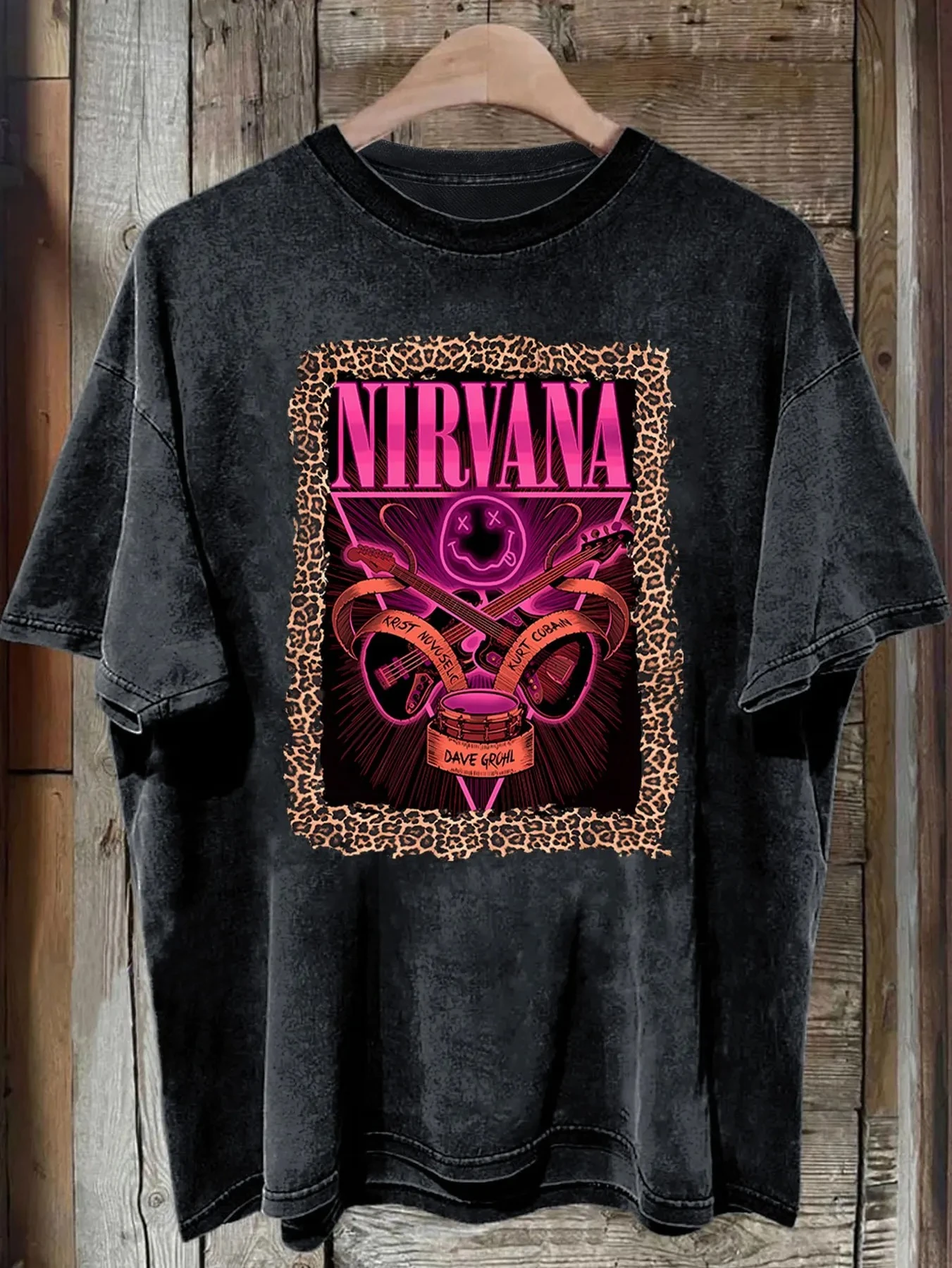 Vintage Nirvana-Print High Street T-Shirts mit Metallmuster, gewaschen, Y2K Grafik, Streetwear, ästhetische Oberteile für Damen – Detail 4