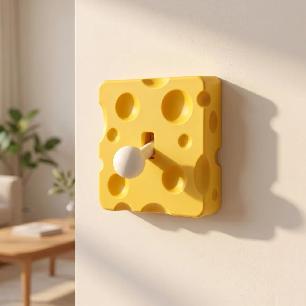 Wall Switch Accessories Cheese Shaped Switch Cover 86-Type 3D Printed Switch Protector Retro Creative Switch Panel Living Room