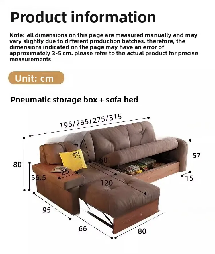 Sofa materiałowa w stylu retro do małego mieszkania, dwufunkcyjna, z miejscem do przechowywania, odporna na zadrapania kotów, prosta, nowość 2025.