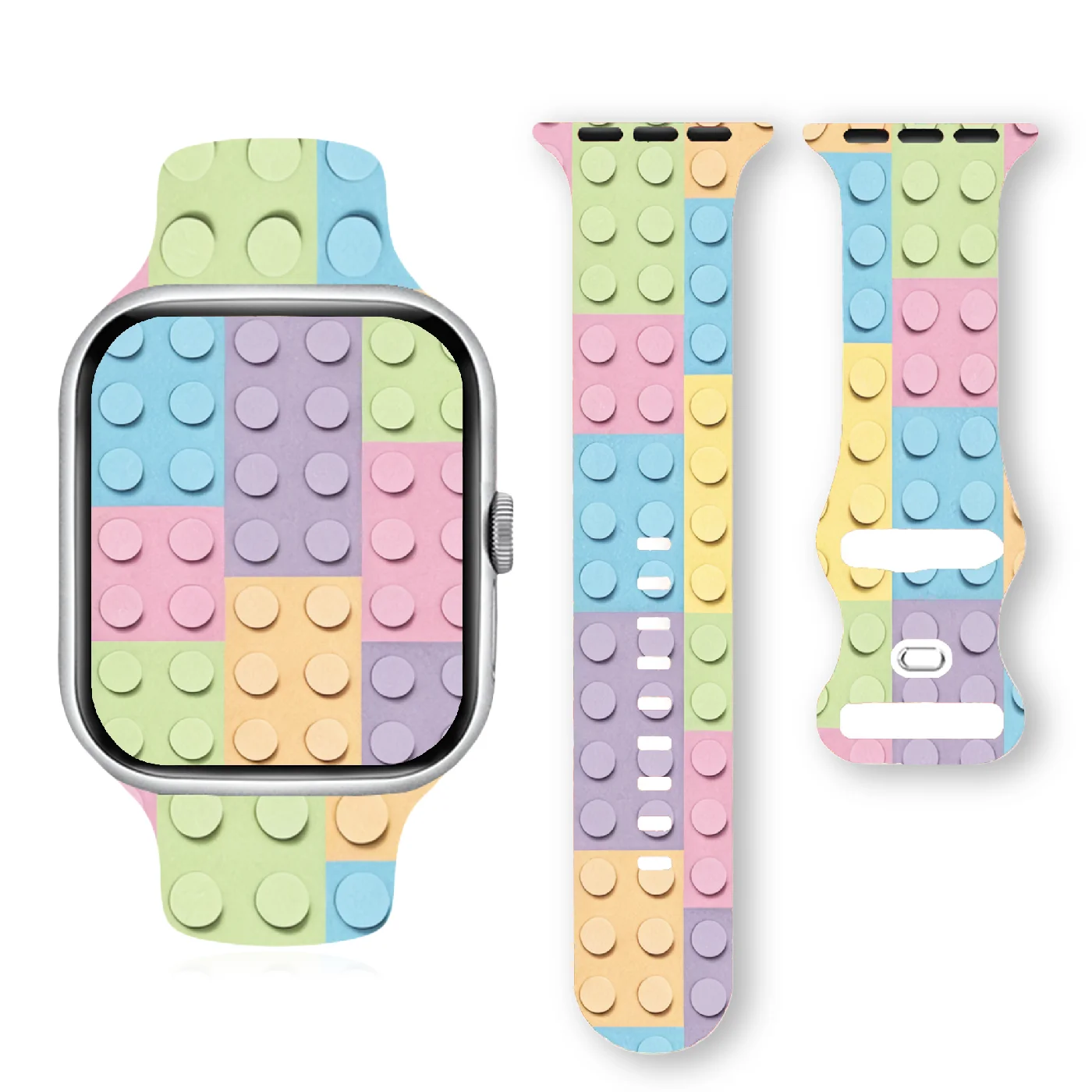 Rainbow Macaron Soft Silicone Band for Apple Watch 9 8 7 6 5 Ultra SE Size 38 40 41 42 44 45 49mm Strap Suitable for All iWatch