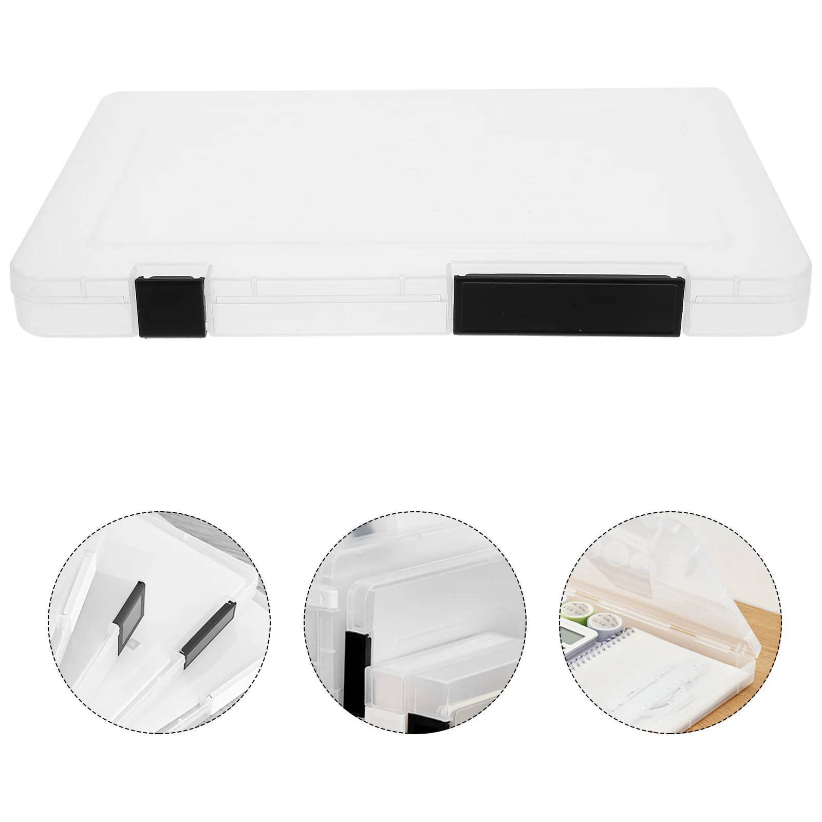

Stackable A5 Clear Plastic Document Box Secure Closure File Storage Case for Office Supplies Craft Paper Organization
