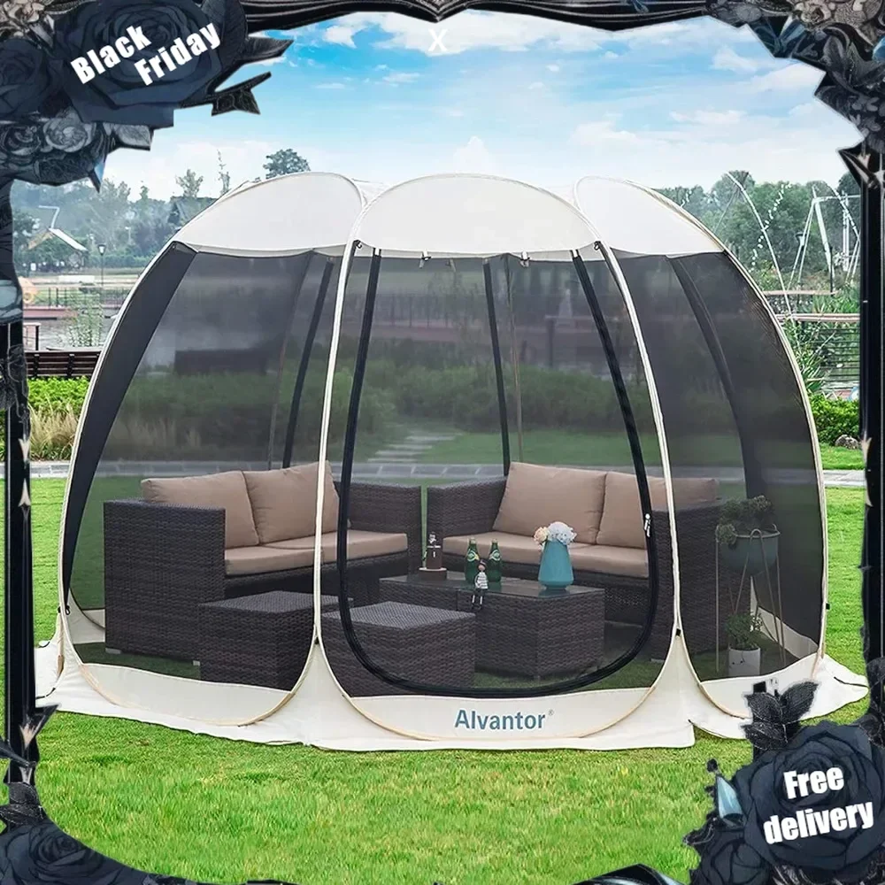 House Room Camping Tent Outdoor Canopy Pop Up Sun Shade Hexagon Shelter Mesh Walls Not Waterproof