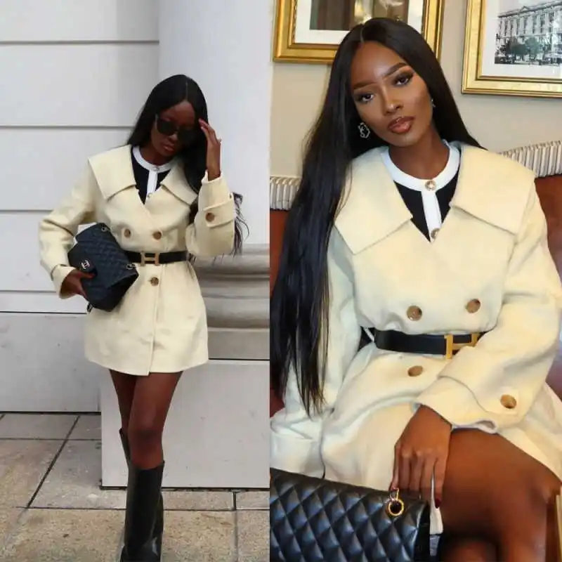 

Mid-Length Temperament Women Overcoat Wool Blend Coat New Autumn Winter Warm Thickening Casual Outwear Customized