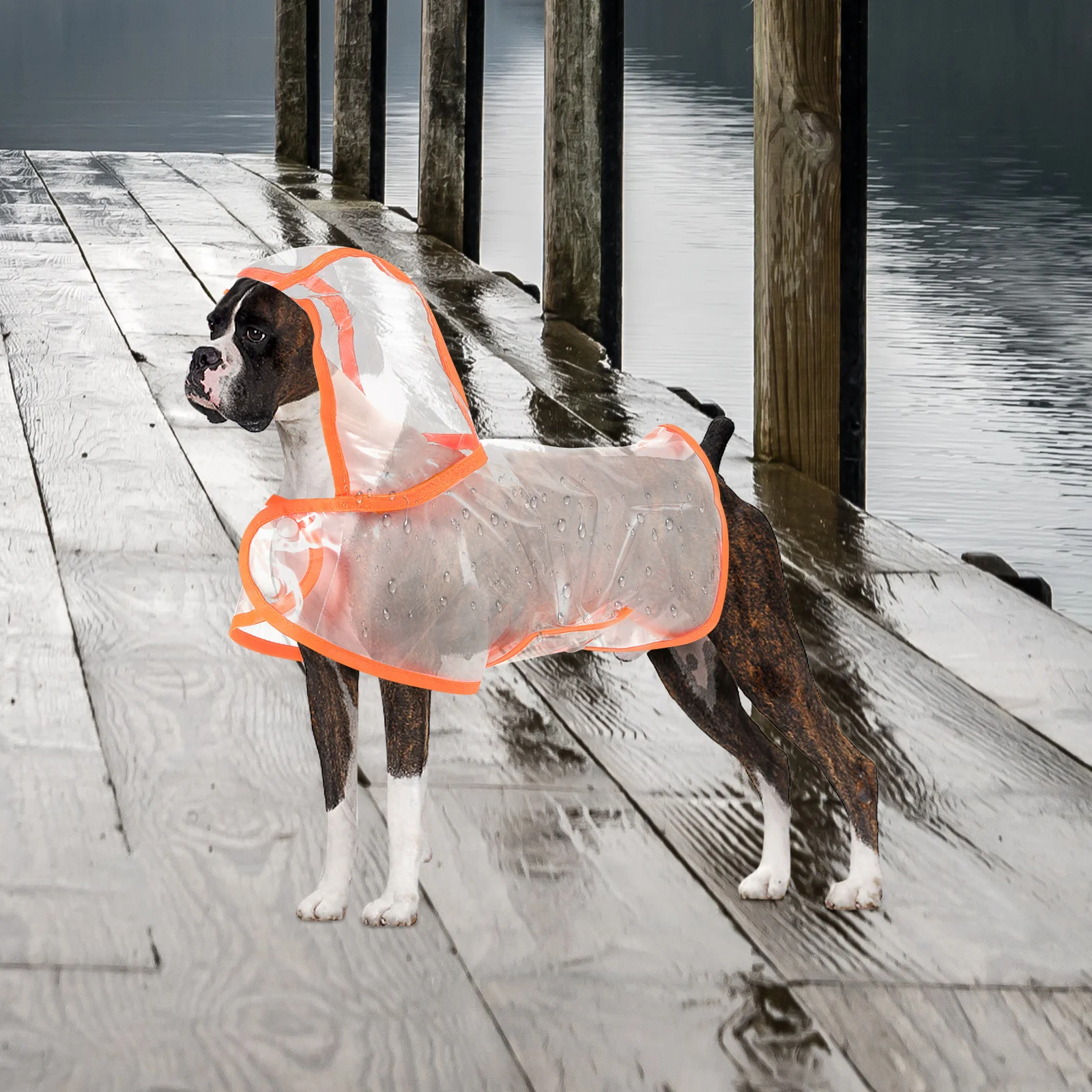 

Pet Dog Raincoat Waterproof Clear Poncho for Medium Dogs M Size Lightweight Portable Dog Rain Jackets