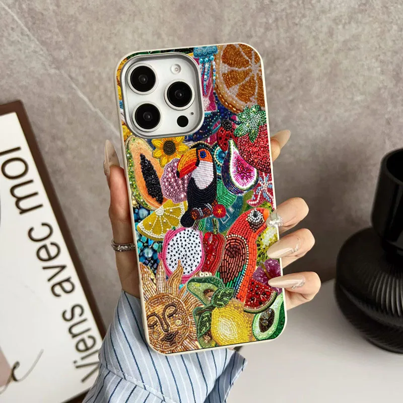 

Fig-shaped Bead Embroidery Phone Case for Xiaomi Redmi Note 14 13 12 11 10 Pro Plus 5G 12S Redmi 14C 13C 4G Soft TPU Cover Funda