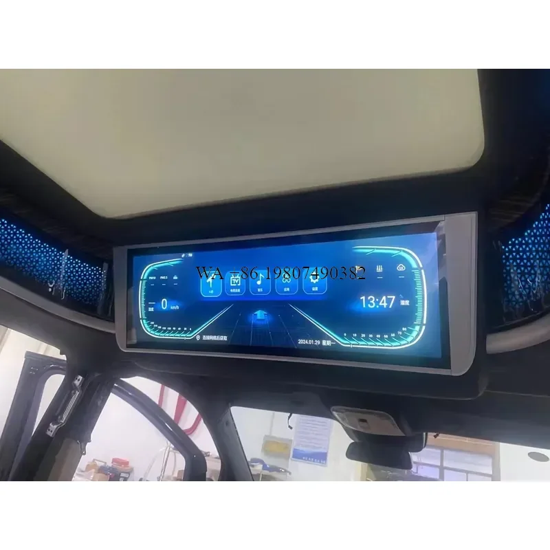 wmwmnu for 24 25 29 Inch Curved Screen Android Car Roof Ceiling HD IPS TV Backseat Theater Display for Universal