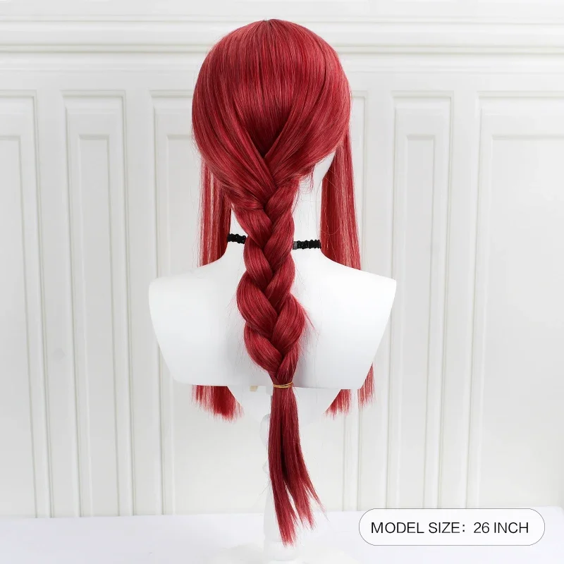 Perruque Cosplay Synthétique Rouge Rose, Gelultraviolet Makima Long, Résistante à la Chaleur, Jeu de Rode, Halloween