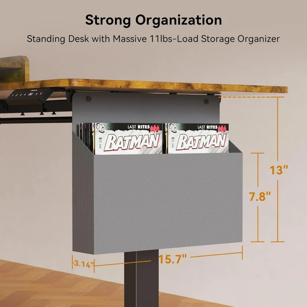 مكتب كهربائي على شكل حرف L قابل للتعديل مع درجين، صينية لوحة مفاتيح للكمبيوتر المكتبي المنزلي، خيار الجلوس على الوقوف