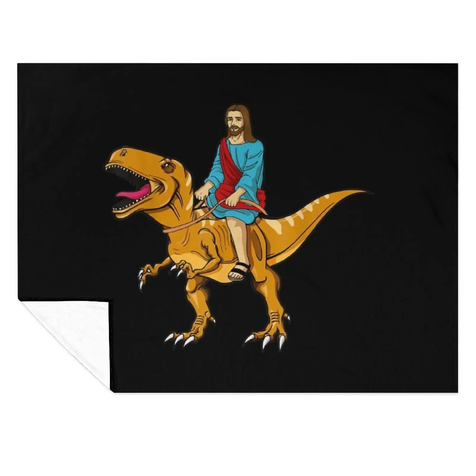 

Funny Parody Jesus Riding Dinosaur Cute meme dino Throw Blanket For Sofa Thin halloween manga Fashion Sofas Blankets