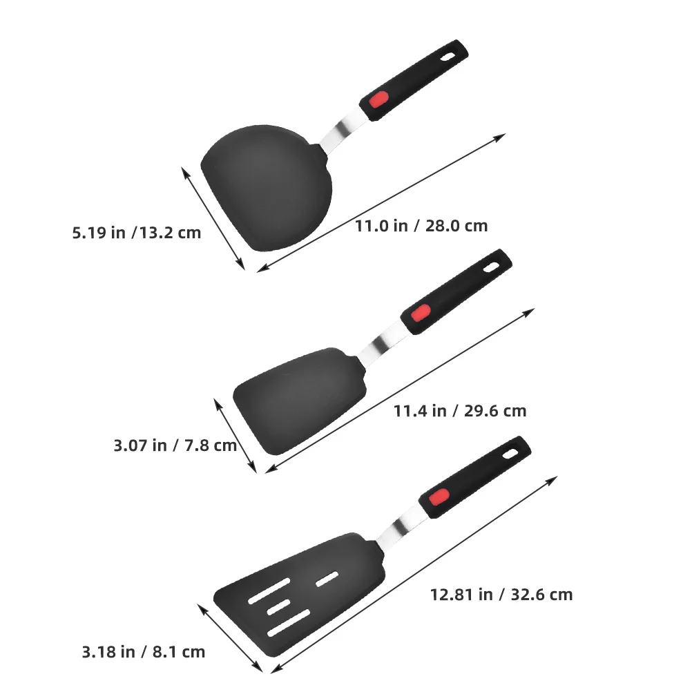 

1Set Silicone Cooking Spatula Nonstick Turner Reusable Kitchen Utensils Hanging Hole Multipurpose Heat Resistant Frying
