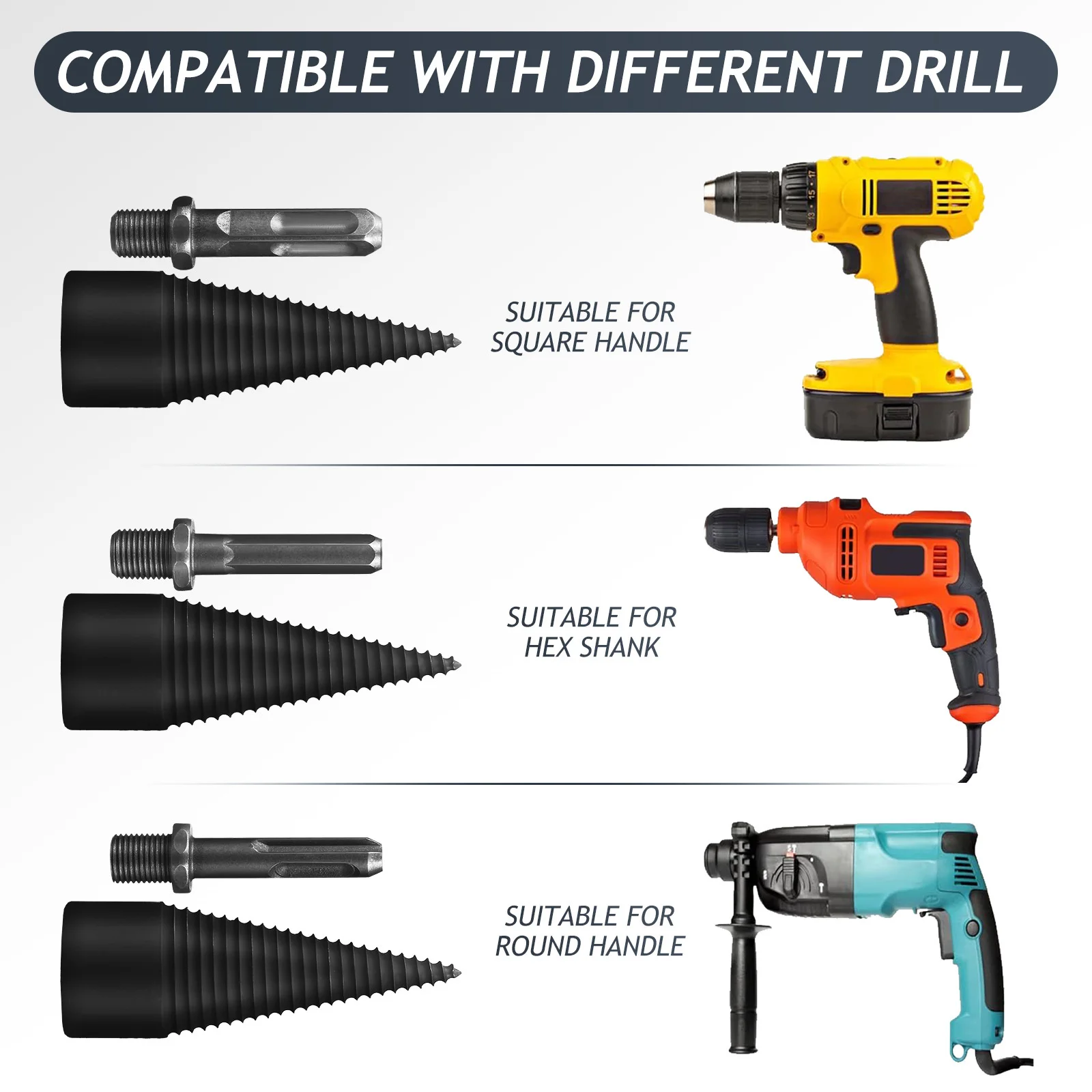 

4 pcs Splitter Bit Heavy Duty For Log Splitting Firewood Drill Bits Tool Drill Bit For Splitting Wood Replacement Parts