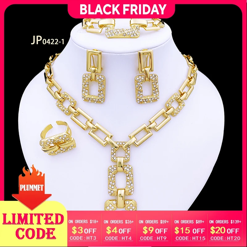 

Luxury Italy 18k Gold Plated Jewelry Sets For Women Classic Design Dubai Nigeria Set Jewelry Necklace Earrings Bracelet And Ring
