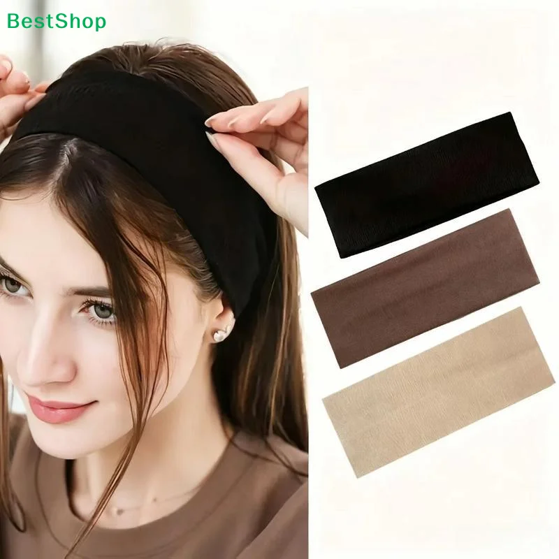 〔P〕4Pcs Simple And Stylish Women's Solid Color Elastic Hair Tie Set Face-Washing And Makeup Headband Retro Sports Running Yoga