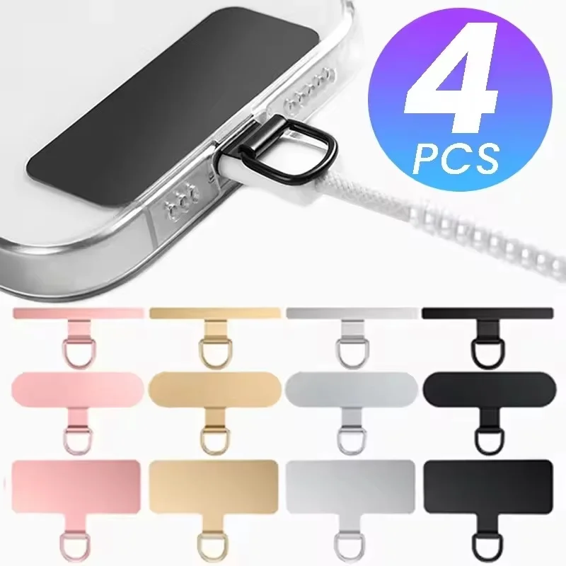

2/4pcs Universal Stainless Steel Phone Lanyard Patch Card Sturdy Anti-Lost Metal Ultra Replacement Part Lanyard Tether Cord Tab