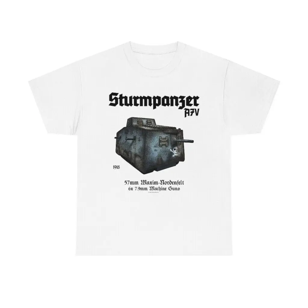 Sturmpanzer A7V Tank WWI T-Shirt German Panzer Army Military Tee Men\'s 100% Cotton Casual T-shirts Loose Top Size S-3XL