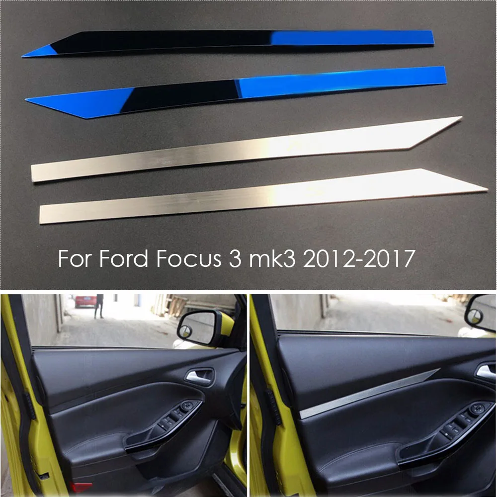 Car Accessories Stainless Steel Car Styling Interior Front Door Trim Sticker Cover For Ford Focus 3 Mk3 2012-2017