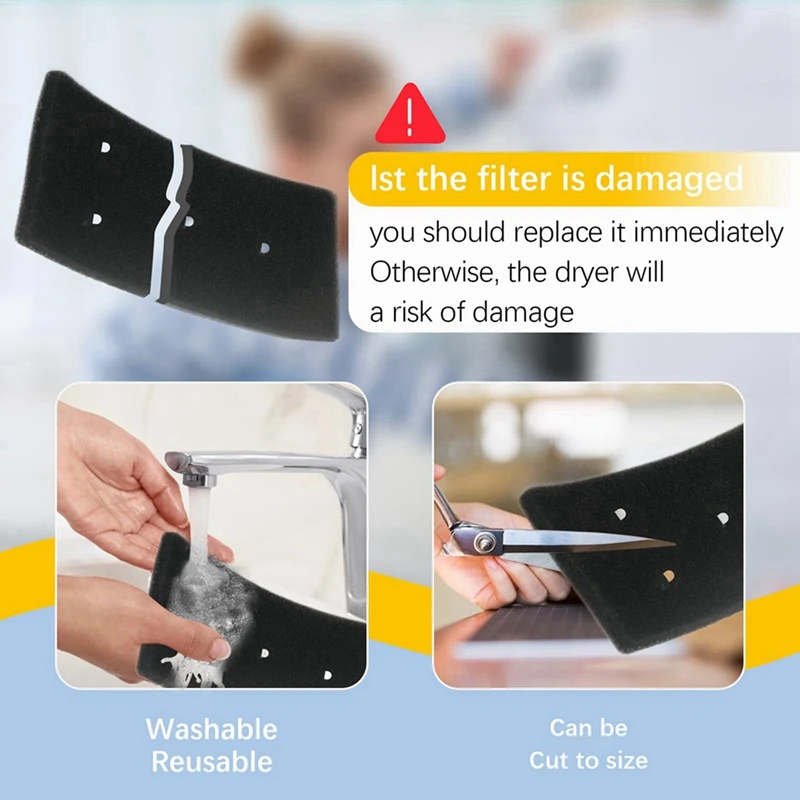 8 قطعة فلتر مجفف لـ Bauknecht Privileg Whirlpool HX 481010716911   فلتر مجفف، مجففات مكثفة قابلة لإعادة الاستخدام، إسفنجة Filtereco-Frie