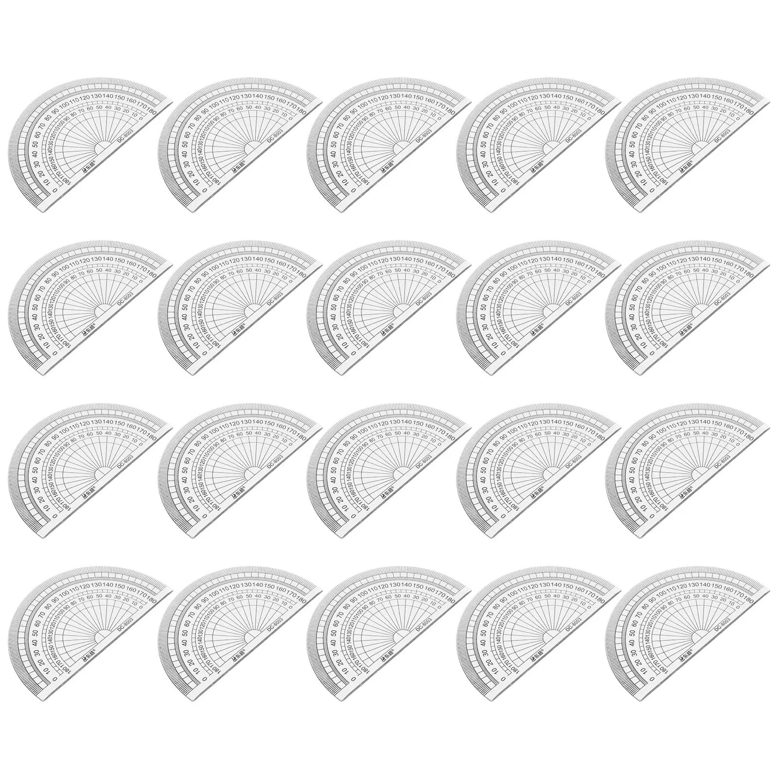 20 Pcs Protractor Rulers 180 Degrees Angle Measurement Office School Students Teachers Plastic Lightweight Math Problems