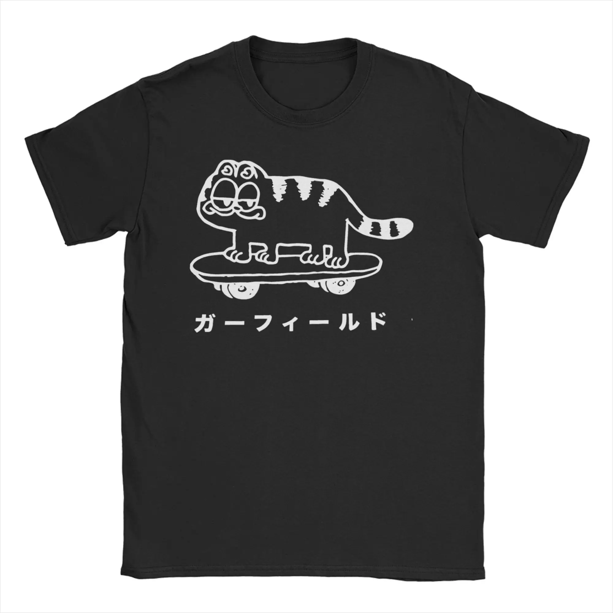 

Cat Skateboard Manga Garfields Cartoon T Shirt Men Women 100% Cotton Funny T-Shirt Round Neck Tee Shirt Short Sleeve Original