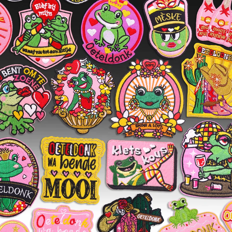 Rosa Oeteldonk Emblem Eisen auf Patches für Kleidung Poma neue Niederlande Karneval Abzeichen Stickerei Patches Dekorationen Abzeichen